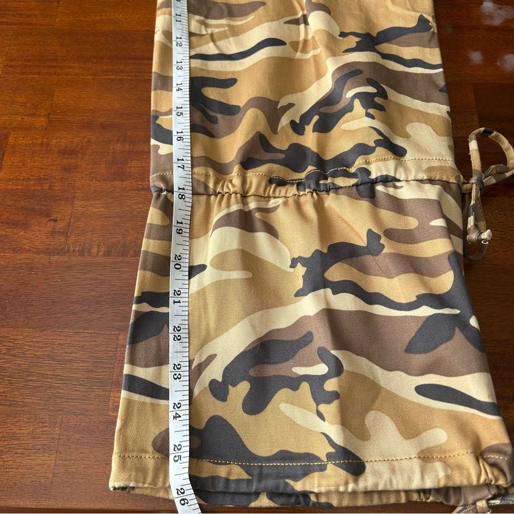 Baby Phat Y2K Brown Tan Camo Cargo Wide Leg Embellished Rhinestone Pants - Picture 14 of 14